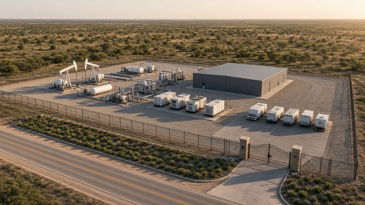 Elevated view of Texoil Ventures South Texas field facility